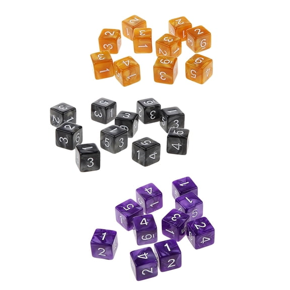 LeeQinersw 30pcs Six Sided Dice D6 Playing RPG Party Games Dices Black Coffee Purple