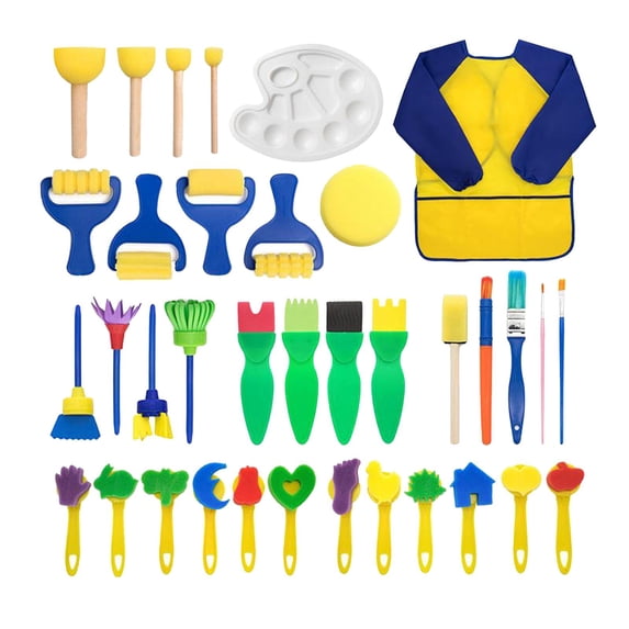 LeeQinersw 36Pcs Kids Paint Brushes Sponge Painting Brush Tool Set for Children Toddler DIY