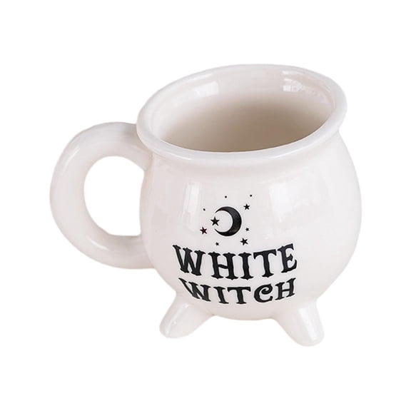 LeeQinersw 3D Novelty Gothic Cup Halloween Coffee Mug Witch Ceramic Mug for Chocolate Candy White