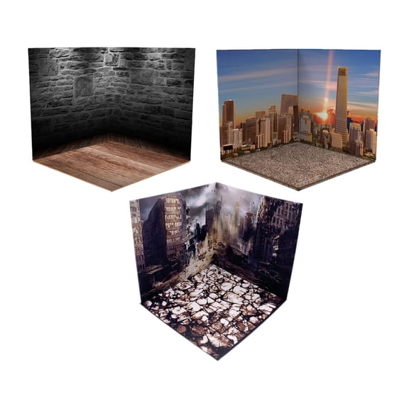 LeeQinersw 3Pcs 1/12 Backdrop Storage Scene Decoration Organizer Vehicle Model Showcase for City Debris Brick