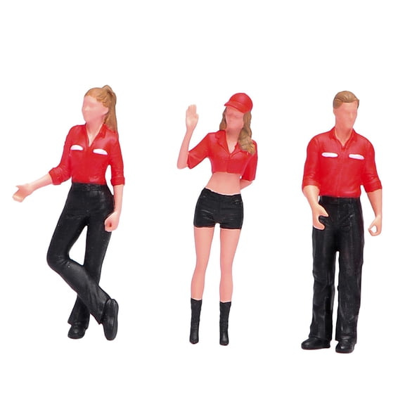 LeeQinersw 3Pcs 1/64 Figure Model Dioramas DIY Projects Sand Table Layout Decoration Train Railway Man Woman Figurines Miniature Scenes Red