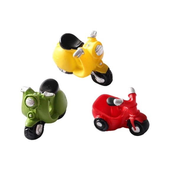 LeeQinersw 3Pcs Miniature Motorcycle Model Toy Dollhouse Accessories for Life Scene Pretend