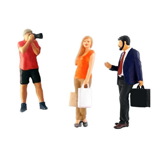 LeeQinersw 3pcs 1/64 Painted Figure Miniature Shopping Scene Train Model Layout S Gauge