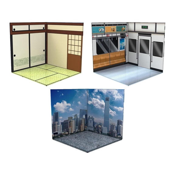 LeeQinersw 3pieces Model Display Backdrop Diorama Show Background for 1/12 Scale Figures Interior and Metro and City