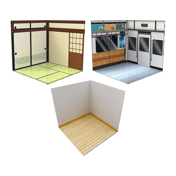 LeeQinersw 3pieces Model Display Backdrop Diorama Show Background for 1/12 Scale Figures Interior and Metro and Modern