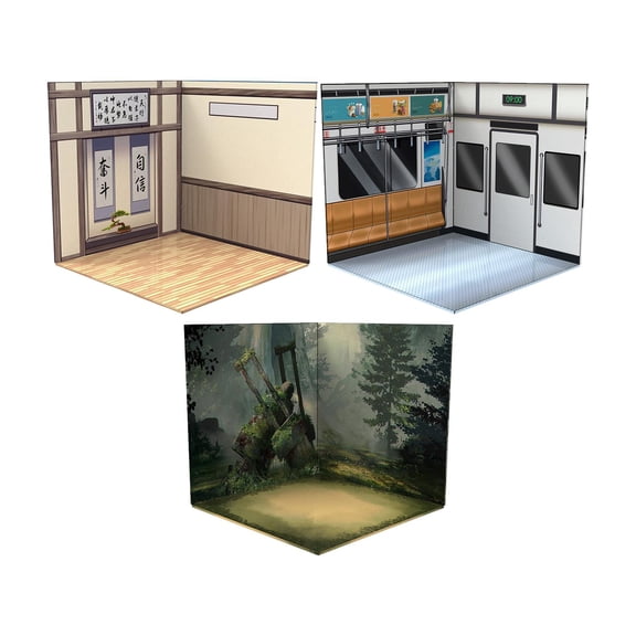 LeeQinersw 3pieces Model Display Backdrop Diorama Show Background for 1/12 Scale Figures Metro and Study Room and Forest
