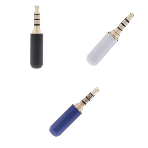 LeeQinersw 3x 3.5mm Male AUX Plug Stereo Headphone Solder Audio Adapter Blue+ Black + White