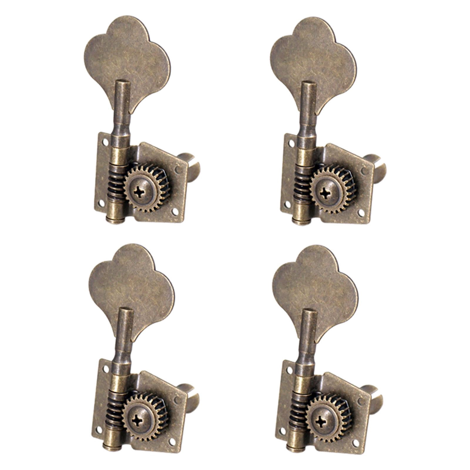 LeeQinersw 4 Open Bass Tuning Pegs Electric Bass Tuning Pegs Machine Heads Knobs Metal Bass 4R Bronze