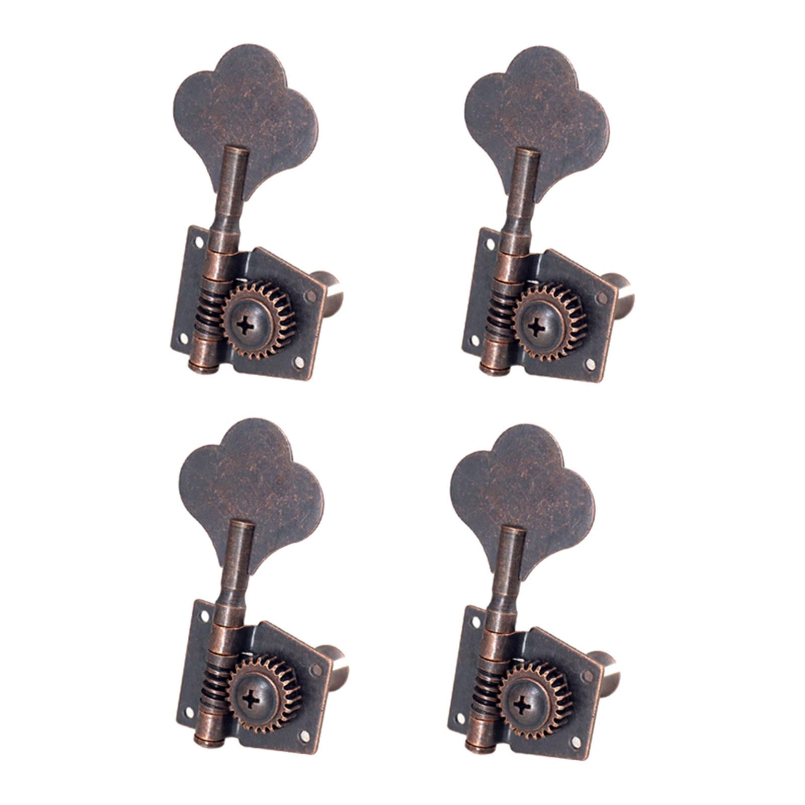 LeeQinersw 4 Open Bass Tuning Pegs Electric Bass Tuning Pegs Machine Heads Knobs Metal Bass 4R Red Bronze