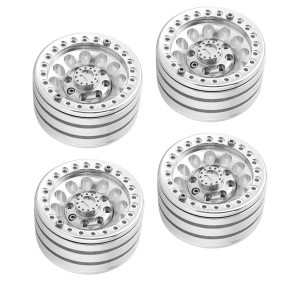 LeeQinersw 4 Pack 1.9 Inch Aluminum Beadlock Wheels 12mm Hex Wheel Rim for 1/10 RC Crawler