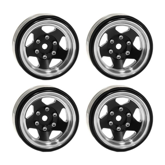 LeeQinersw 4 Pieces 1.3 Inches Beadlock Wheel Rim for FMS Ascent-18 1: 18 RC Car Sturdy Black