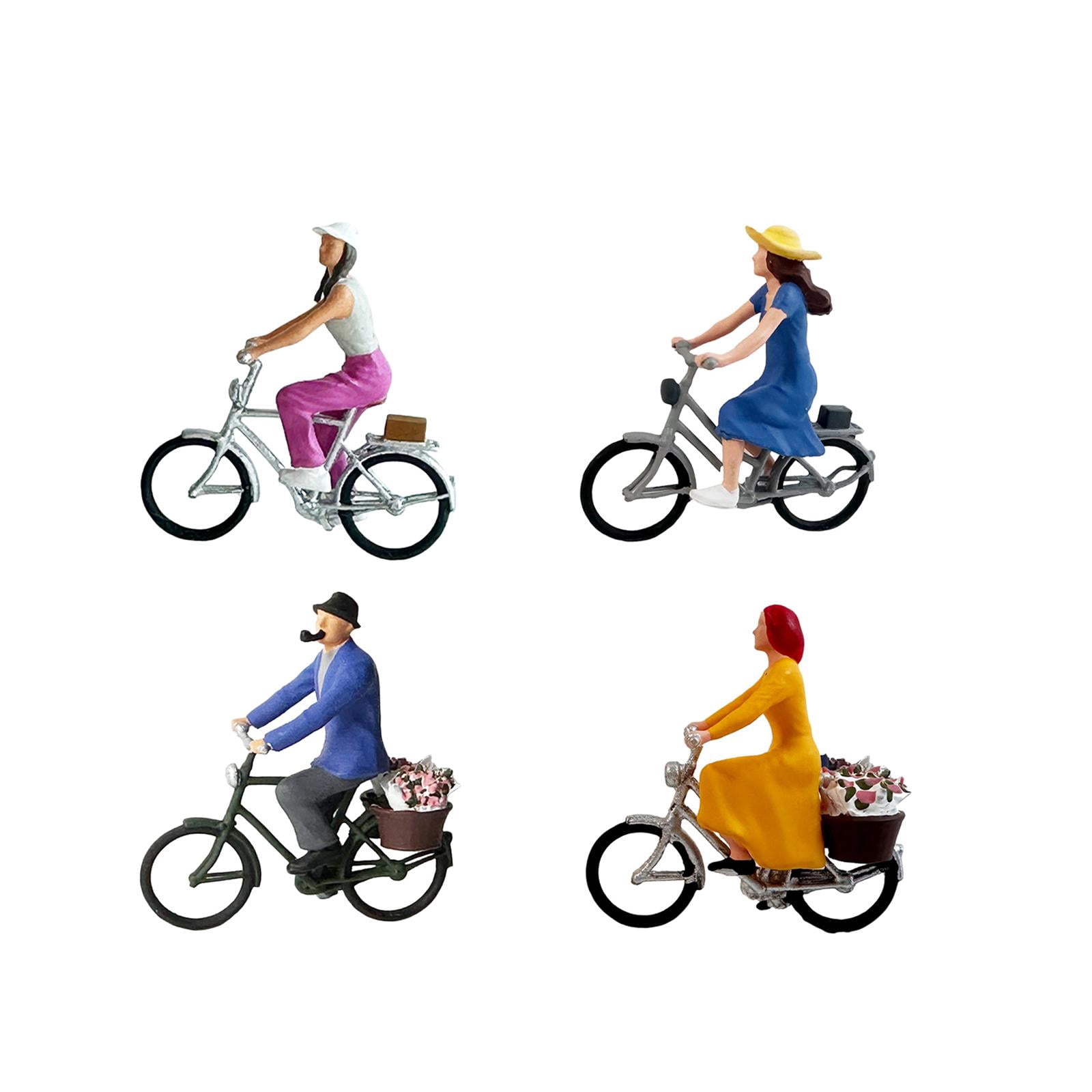 LeeQinersw 4 Pieces 1/64 Cyclist Figure Set Desktop Decoration Detailed Cycler Figurine