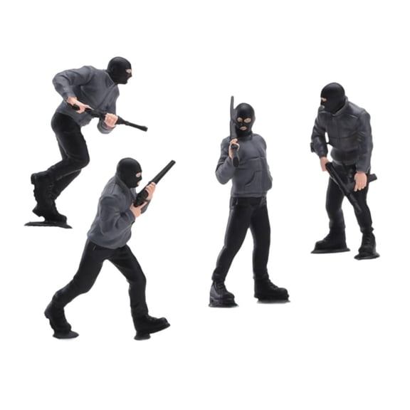 LeeQinersw 4 Pieces 1/64 Masked Thugs Miniature Figures for Games Desktop Display Hobby