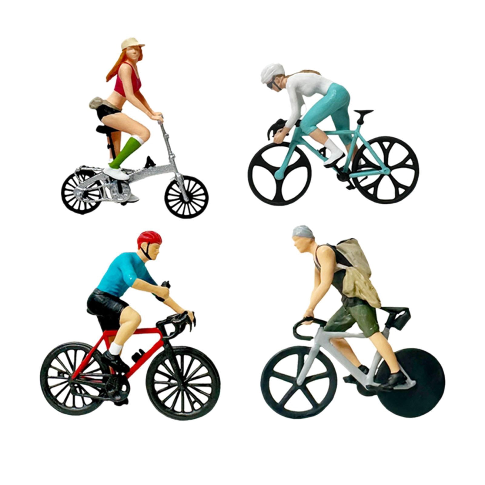 LeeQinersw 4 Pieces 1:64 Scale Rider Model Mini Figure for Miniature Scene Fairy Garden