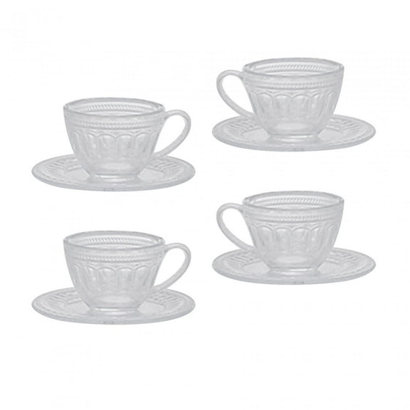 LeeQinersw 4 Pieces Dollhouse Cup Set Pretend Play Realistic 1/6 Scale Resin Mini Tableware Clear