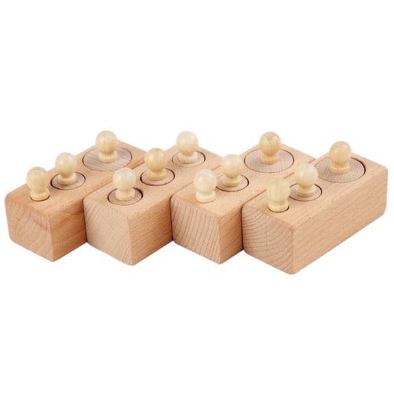 LeeQinersw 4 Pieces Montessori Knobbed Cylinders Blocks Wooden Board Game Early Educational primary color
