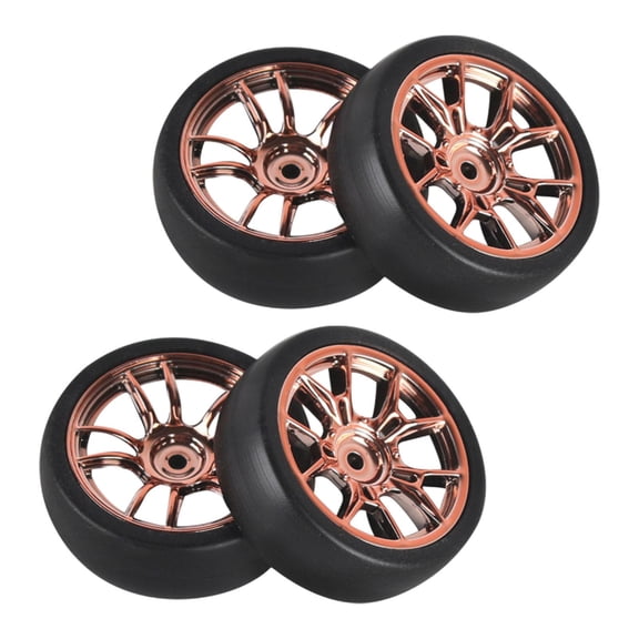 LeeQinersw 4 Pieces RC Car Drift Tires 31mm Diameter Replacements for 1:18 Scale RC Touring Gold