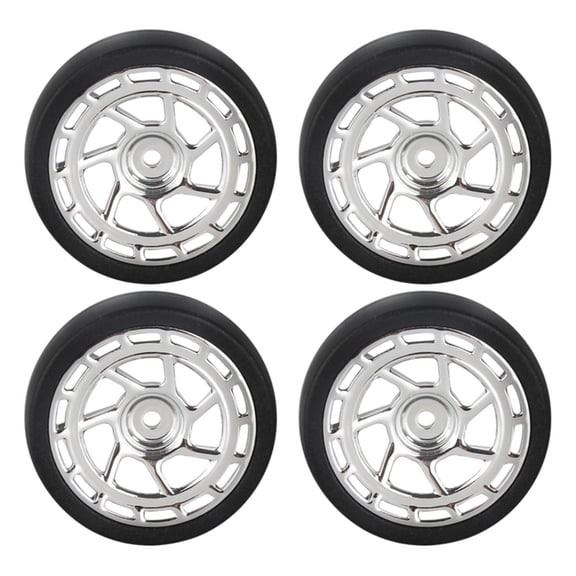 LeeQinersw 4 Pieces RC Car Drift Tires 31mm Diameter Wheel Rim and Tires Set for 1:18 RC on Argent