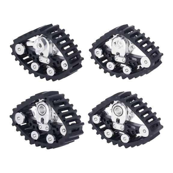 LeeQinersw 4 Pieces Track Wheels Snow Tires 1/24 RC Crawler Track Snow Tires Mount Aluminum Silver