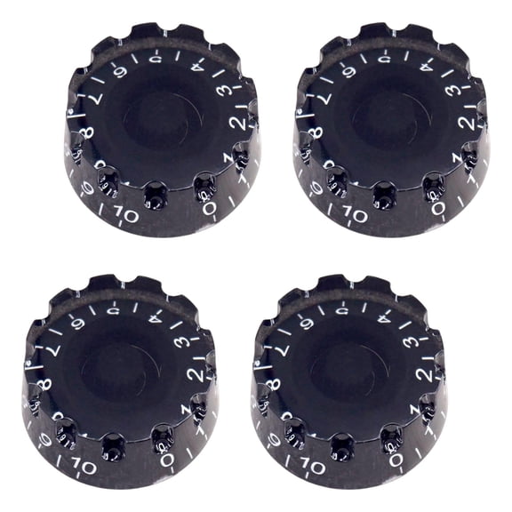 LeeQinersw 4 Pieces Volumn timbre Knobs with Numbers Scale Durable Bass Replacement Top Hat Black