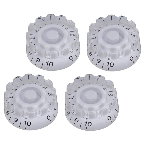LeeQinersw 4 Pieces Volumn timbre Knobs with Numbers Scale Durable Bass Replacement Top Hat White