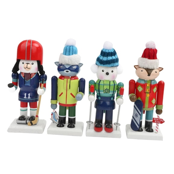 LeeQinersw 4 Pieces Wooden Nutcracker Nutcracker Figures Scene Layout Accessories Christmas