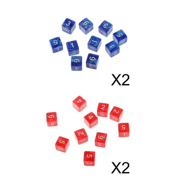 LeeQinersw 40x D6 Dices 6 Sided Digital Dice for TRPG Math Teaching Family Party Props Blue Red