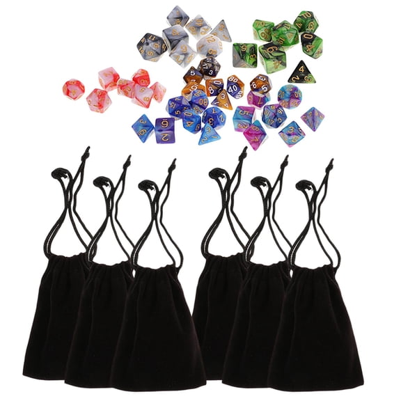 LeeQinersw 42pcs Polyhedral Dice Number Dice D4-D20 16mm + Black Bag for Role Playing Games 1
