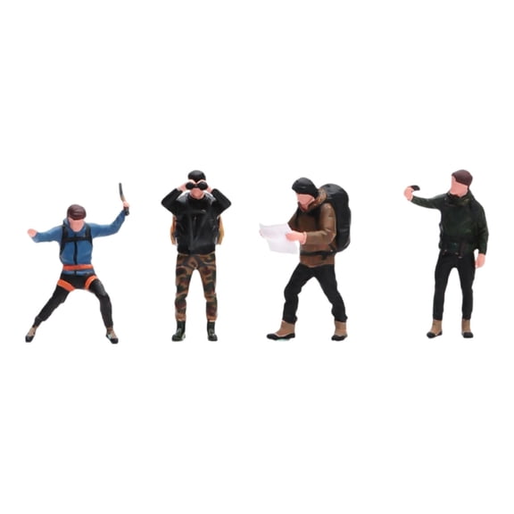 LeeQinersw 4Pcs Mini Rock Climbing Figures Hand Painted 1:64 Scale Resin Tiny People Figurines Mountaineering Men for DIY Projects Decor