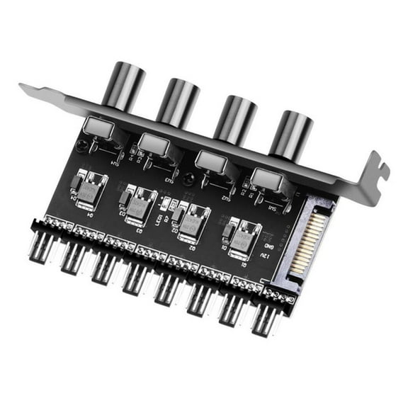 LeeQinersw 4Pin 3Pin PC Case Cooling Fan Hub 4 Knob Speed Control 12V 8 Way PC Fan Hub for SATA Interface