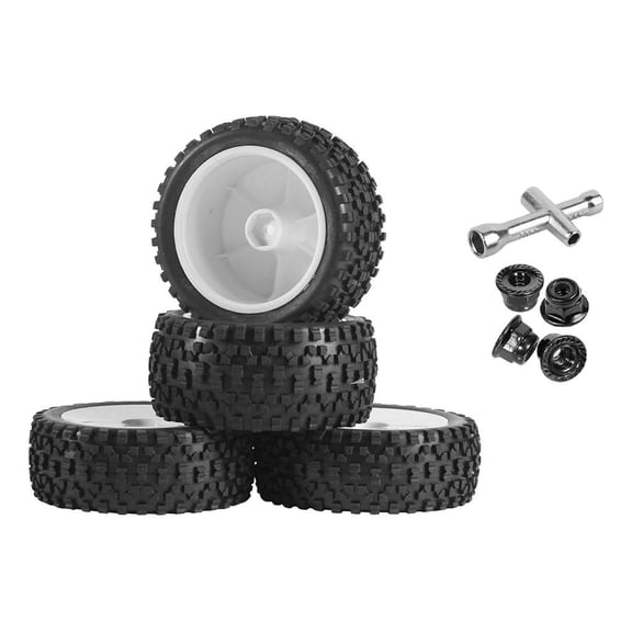 LeeQinersw 4x Front Rear Buggy Tires 1/10 Accessories Replacement Truck Glued Off Road Modification Car Hobby Model 12mm Hex DIY Wheels Tires for HPI White