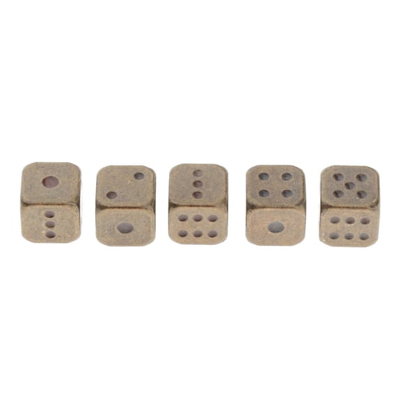 LeeQinersw 5 Pcs 6 Sided Set Metal Colors with Gold Pips Role Playing DIY Mahjong Bronze