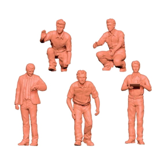 LeeQinersw 5 Pieces 1/64 Miniature Figures Dioramas Painted Decorative Collections Mechanic 2.8x1x1cm