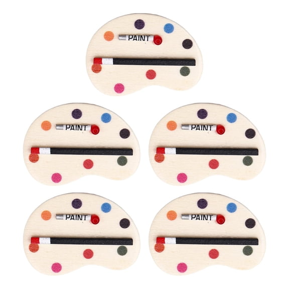 LeeQinersw 5 Pieces Dollhouse Miniature Color Palettes Art Wood Painting Palette Model Mini