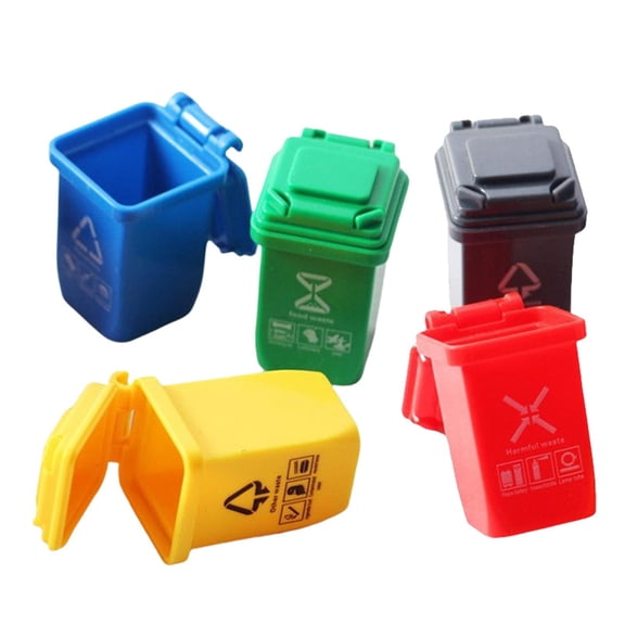 LeeQinersw 5-pack Mini Trash Can Garbage Can Waste Container Rubbish Bin for 1/12 Dollhouse