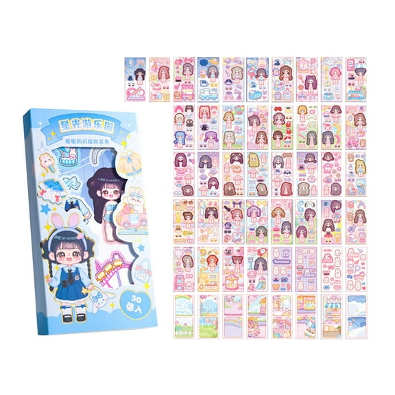 LeeQinersw 50 Pcs Make A Face Sticker Books, Kids Crafts, Develop Children's Imagination Or Style C