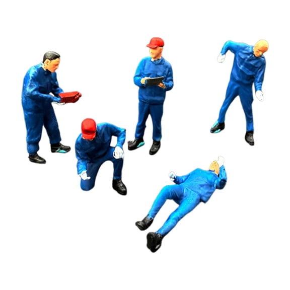 LeeQinersw 5Pcs 1/64 Scale Miniature Figures Car Mechanic Repairman DIY Projects Decoration