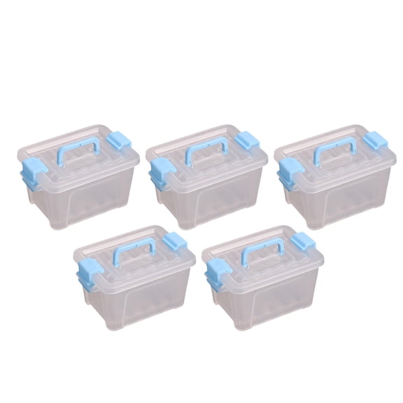LeeQinersw 5Pcs Dollhouse Miniature Storage Box Storage Case Multifunctional Clear Creative Blue