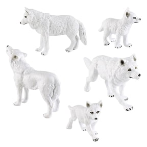 LeeQinersw 5Pcs Wolf Toys Figures, White Realistic Simulation Wildlife Learning Forest Gift