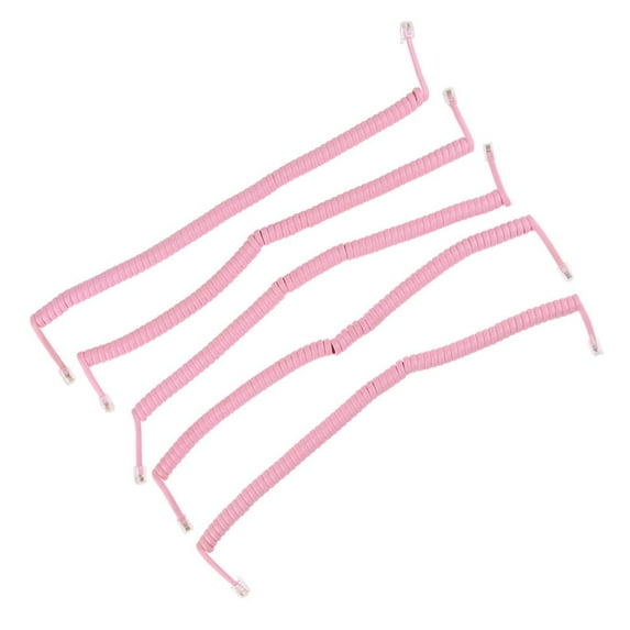 LeeQinersw 5x RJ9 Telephone Cable Phone Handset Coiled Cord Spiral to 6.56ft #1 Pink
