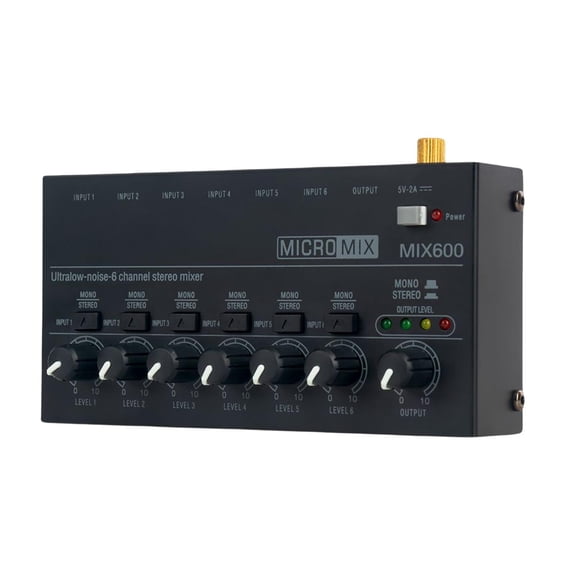 LeeQinersw 6 Channel Stereo Line Mixer sub Mixing Mini DC 5V Stage Mixer Extension Portable