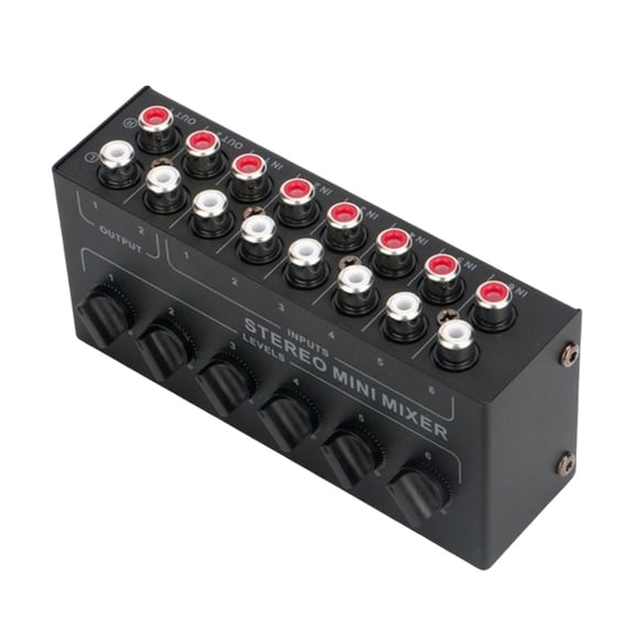 LeeQinersw 6 Channel Stereo Mixer Portable Compact Small Mixer for DJ Computer Karaoke Show