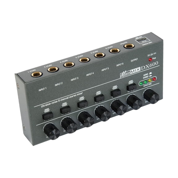 LeeQinersw 6 Input Audio Mixer, Audio Mixer for Professional And Beginners, 6 Channel Audio