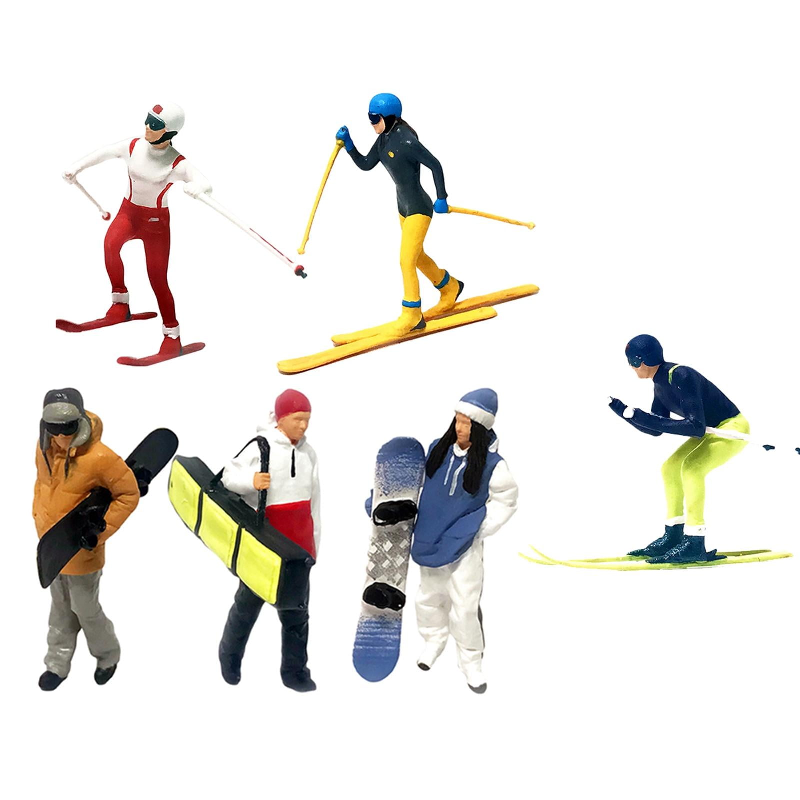 LeeQinersw 6 Pack 1/87 Miniature Skiing Model People Table Layout Scenery Children Toys DIY