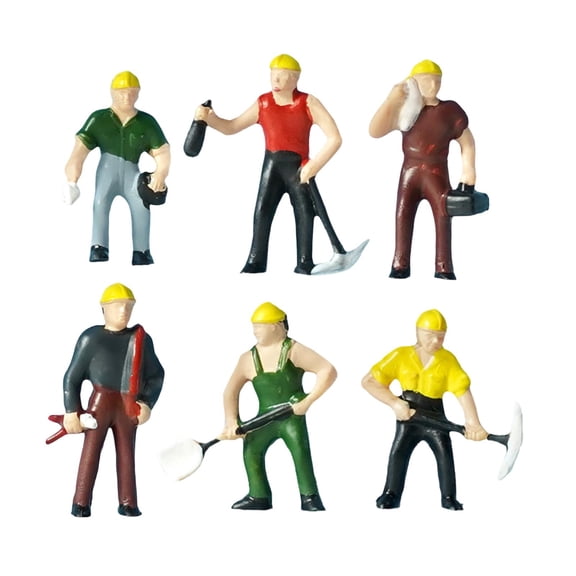 LeeQinersw 6 Pieces 1/87 Construction Worker Models for Railway Train Scenery Landscape