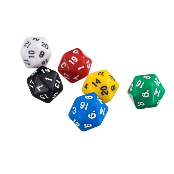 LeeQinersw 6 Pieces 2cm 20-sided Polyhedral Dices Set for Dragon Scales Party Games Couleur