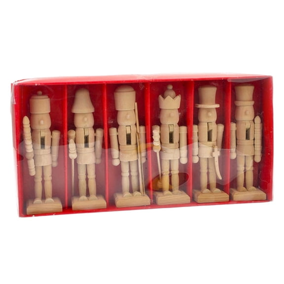 LeeQinersw 6 Pieces Wood Nutcracker Figurines DIY Unpainted Doll 12.5cm DIY Blank Unpainted