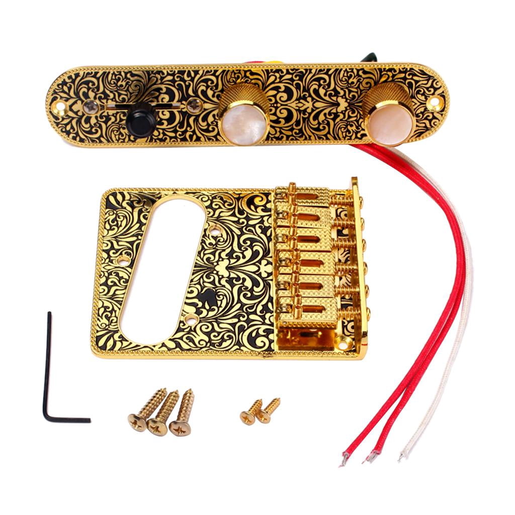 LeeQinersw 6 String Saddle Bridge Plate Floral Pattern for Electric Guitar Parts