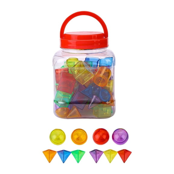 LeeQinersw 60 Pieces Geometric Shapes for Kids for Teaching Math Manipulatives Sensory Play
