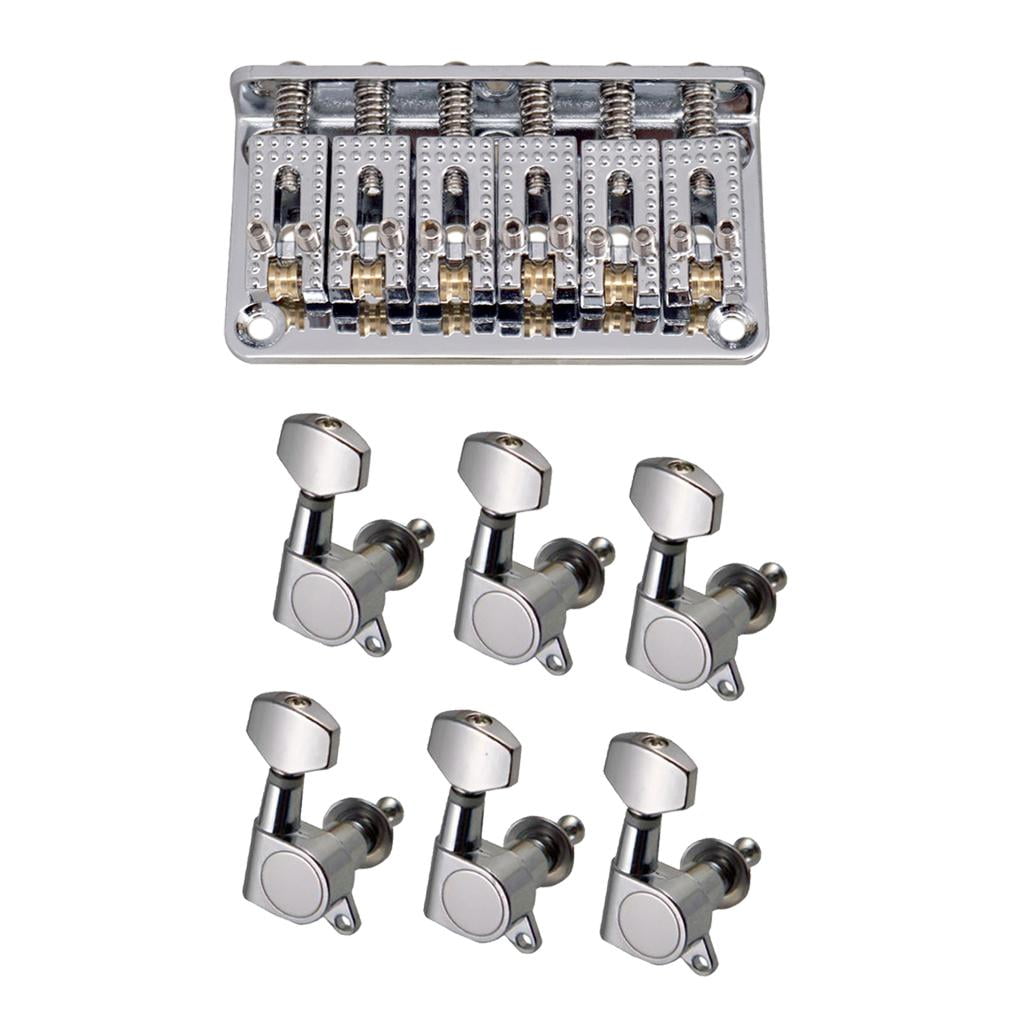 LeeQinersw 69mm Electric Guitar Fixed Hardtail Bridge+6R Sealed Gear Tuning Pegs Tuners